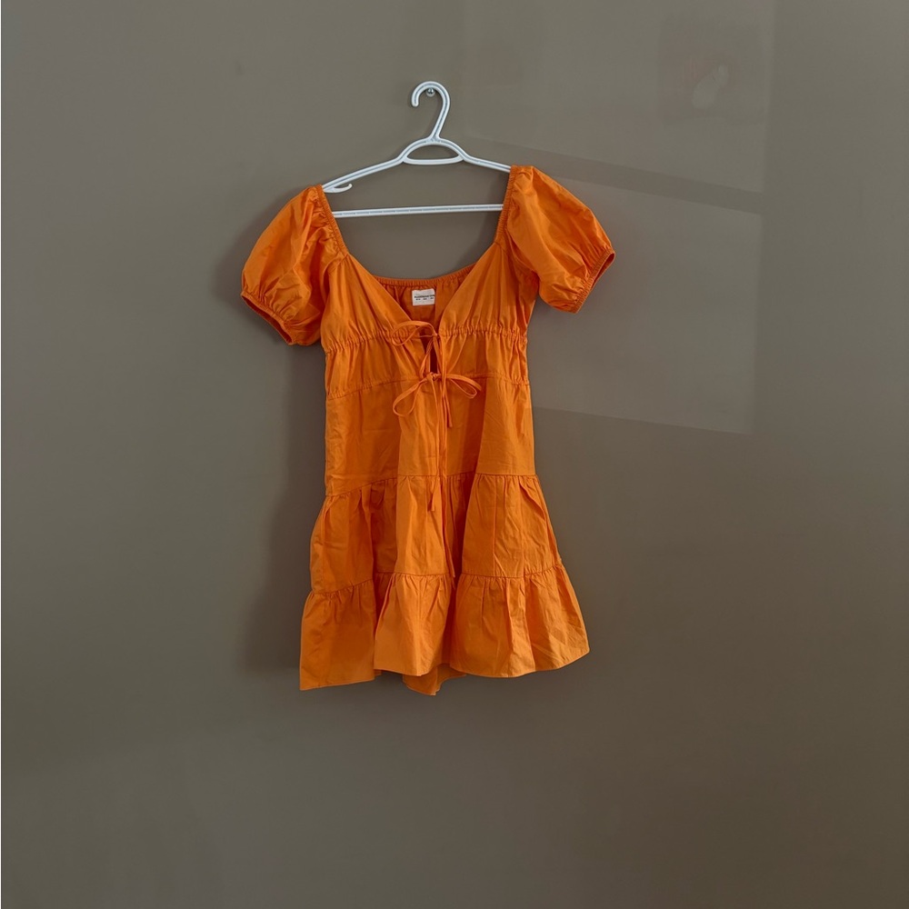 Orange Puff Sleeve Dress